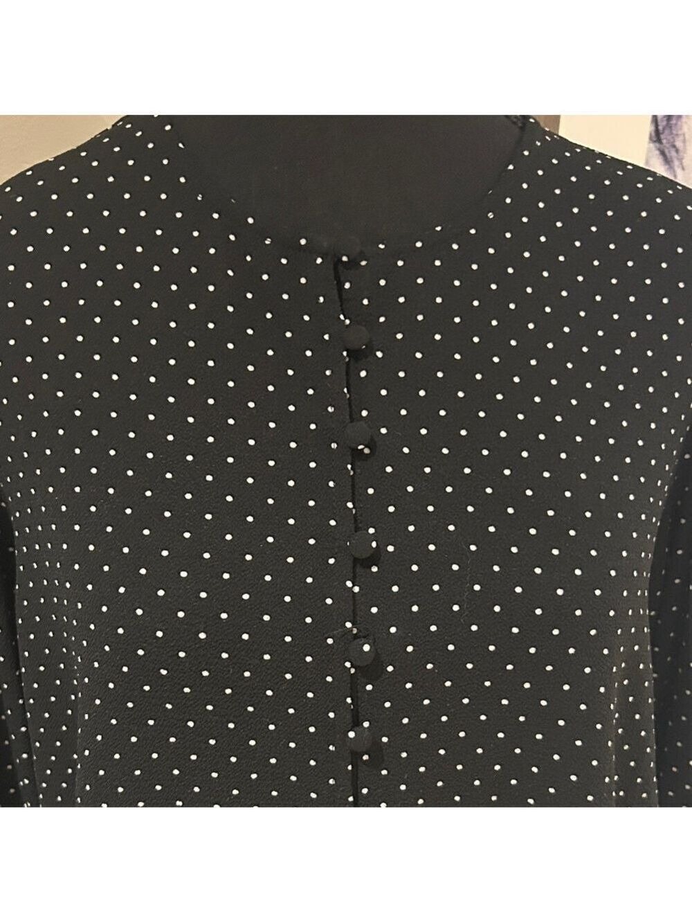 Suzy Shier Black and White Polka Dot Blouse - Picture 4 of 7